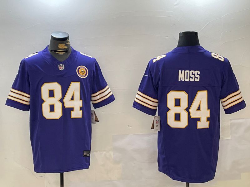 Men Minnesota Vikings #84 Moss Purple Throwback Three generation 2024 Nike Limited NFL Jersey style 2->indianapolis colts->NFL Jersey
